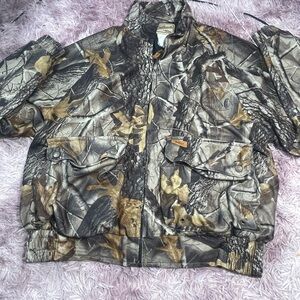 Woolrich Outdoor Guide Jacket Mens Medium Brown Camo Insulated Bomber
